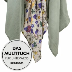 Mullwindeln / Mulltücher / Spucktücher Cuddle N Clean - 3er Set 80 x 80 cm - Sage / Beige / Floral