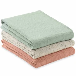 Mullwindeln / Mulltücher / Spucktücher Cuddle N Clean - 3er Set 80 x 80 cm - Sage / Beige Dots / Cork
