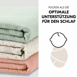 Mullwindeln / Mulltücher / Spucktücher Cuddle N Clean - 3er Set 80 x 80 cm - Sage / Beige Dots / Cork
