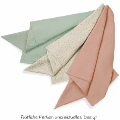 Mullwindeln / Mulltücher / Spucktücher Cuddle N Clean - 3er Set 80 x 80 cm - Sage / Beige Dots / Cork