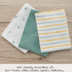Mullwindeln / Mulltücher / Spucktücher OEKO-TEX® 5er Pack 70 x 70 cm - Gelb Grün