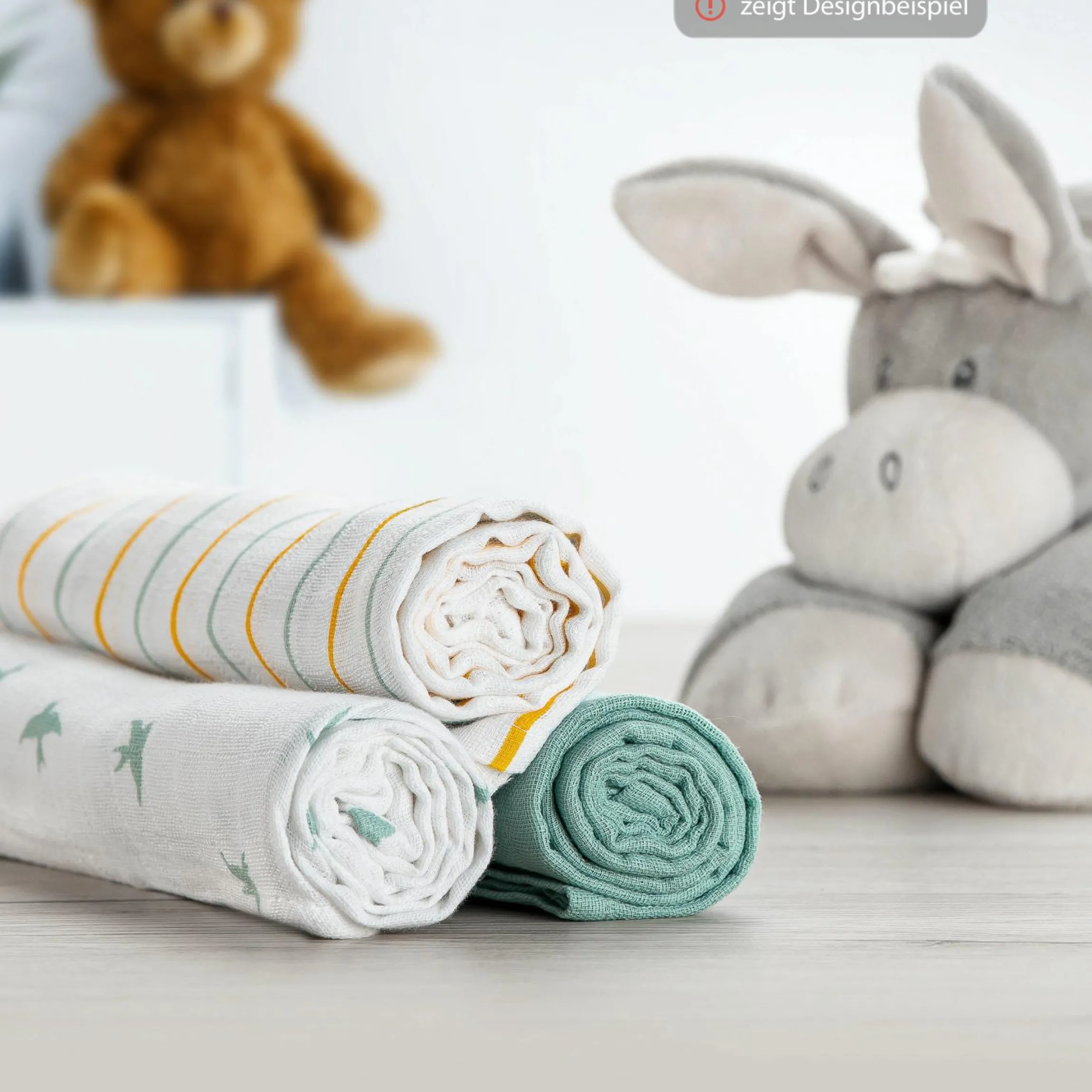 Mullwindeln / Mulltücher / Spucktücher OEKO-TEX® 5er Pack 70 x 70 cm - Gelb Grün
