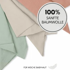 Mullwindeln / Mulltücher / Spucktücher Cuddle N Clean - 3er Set 80 x 80 cm - Sage / Beige / Cork