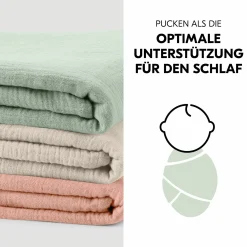 Mullwindeln / Mulltücher / Spucktücher Cuddle N Clean - 3er Set 80 x 80 cm - Sage / Beige / Cork
