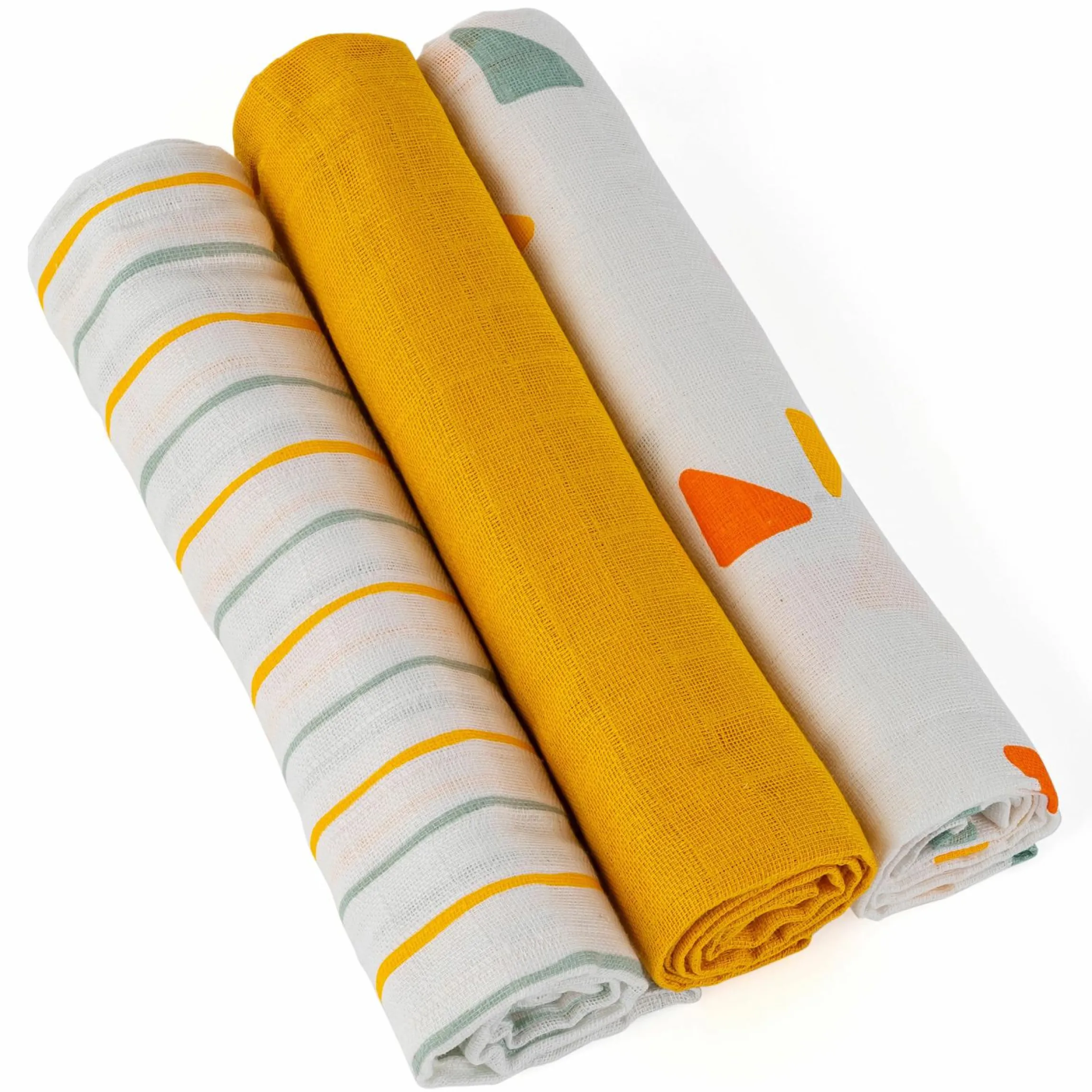 Mullwindeln / Mulltücher / Spucktücher OEKO-TEX® 3er Pack 70 x 70 cm - Gelb