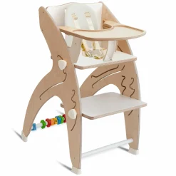 Multifunktionaler Hochstuhl-Set inkl. Babysitz, Tischplatte, Spielwürfel, Sicherheitsgurt - Hochstuhl, Schaukel, Treppe, Lerntower & Babywippe in einem bis 150 kg nutzbar - Weiß - Kollektion 2024