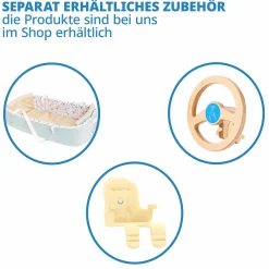 Multifunktionaler Hochstuhl-Set inkl. Babysitz, Tischplatte, Spielwürfel, Sicherheitsgurt - Hochstuhl, Schaukel, Treppe, Lerntower & Babywippe in einem bis 150 kg nutzbar - Natur - Kollektion 2024