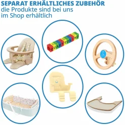 Multifunktionaler Hochstuhl aus Holz - Hochstuhl, Schaukel, Treppe, Lerntower & Babywippe in einem bis 150 kg nutzbar - Grün - Kollektion 2024
