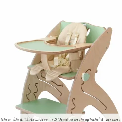 Multifunktionaler Hochstuhl-Set inkl. Babysitz, Tischplatte, Spielwürfel, Sicherheitsgurt - Hochstuhl, Schaukel, Treppe, Lerntower & Babywippe in einem bis 150 kg nutzbar - Grün - Kollektion 2024
