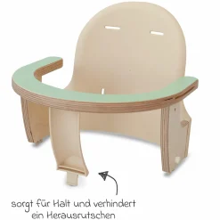 Multifunktionaler Hochstuhl-Set inkl. Babysitz, Tischplatte, Spielwürfel, Sicherheitsgurt - Hochstuhl, Schaukel, Treppe, Lerntower & Babywippe in einem bis 150 kg nutzbar - Grün - Kollektion 2024