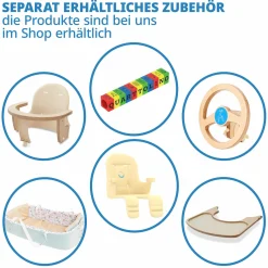 Multifunktionaler Hochstuhl aus Holz - Hochstuhl, Schaukel, Treppe, Lerntower & Babywippe in einem bis 150 kg nutzbar - Natur - Kollektion 2024