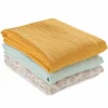 Musselin Multituch / Spucktuch / Mullwindel / Pucktuch Cuddle N Clean 3er Set 80 x 80 cm - Honey / Mint / Leo Natural