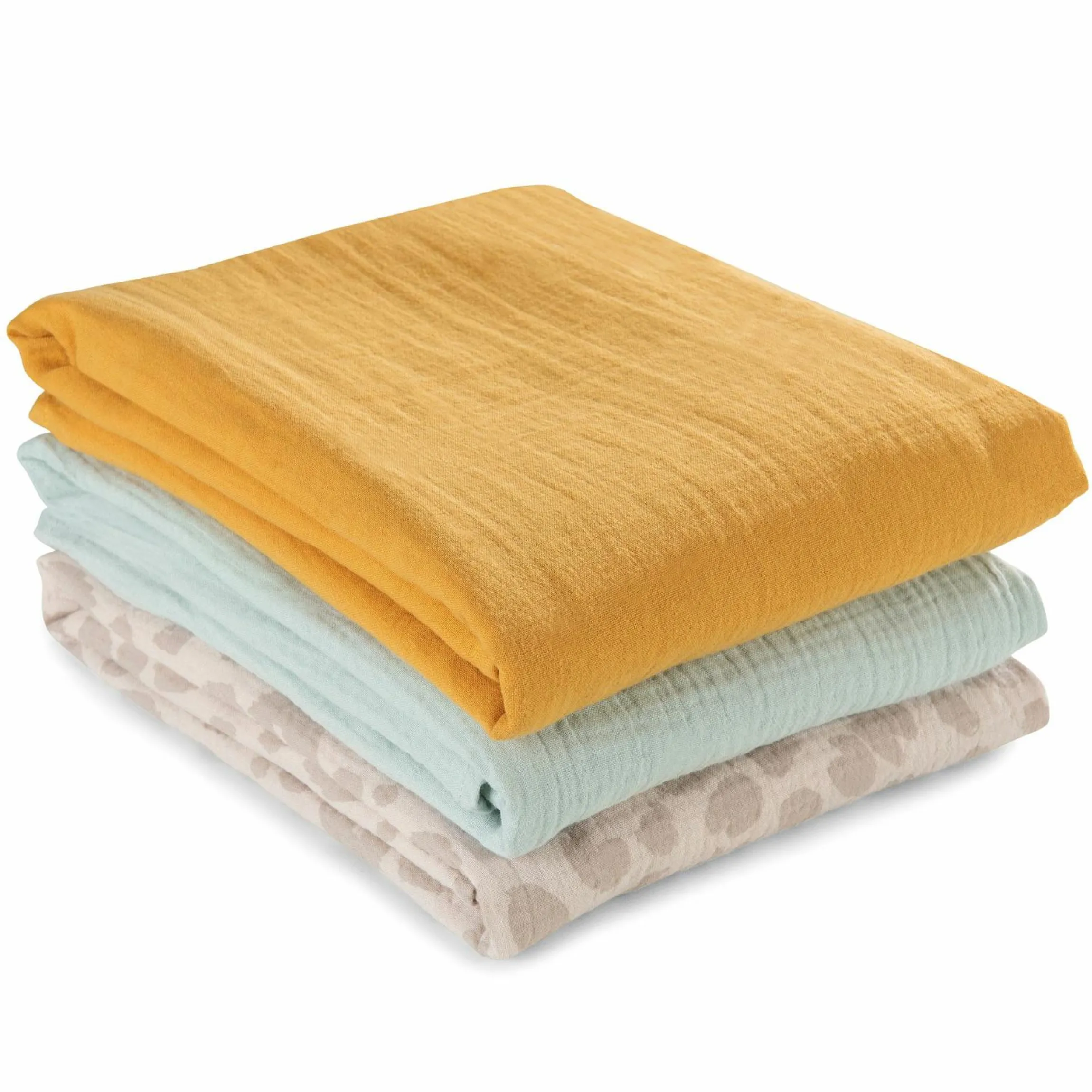 Musselin Multituch / Spucktuch / Mullwindel / Pucktuch Cuddle N Clean 3er Set 80 x 80 cm - Honey / Mint / Leo Natural