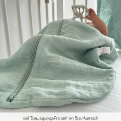 Musselin-Schlafsack - Mintgrün - Gr. 90 cm