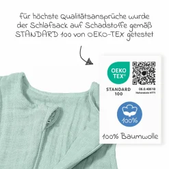 Musselin-Schlafsack - Mintgrün - Gr. 90 cm