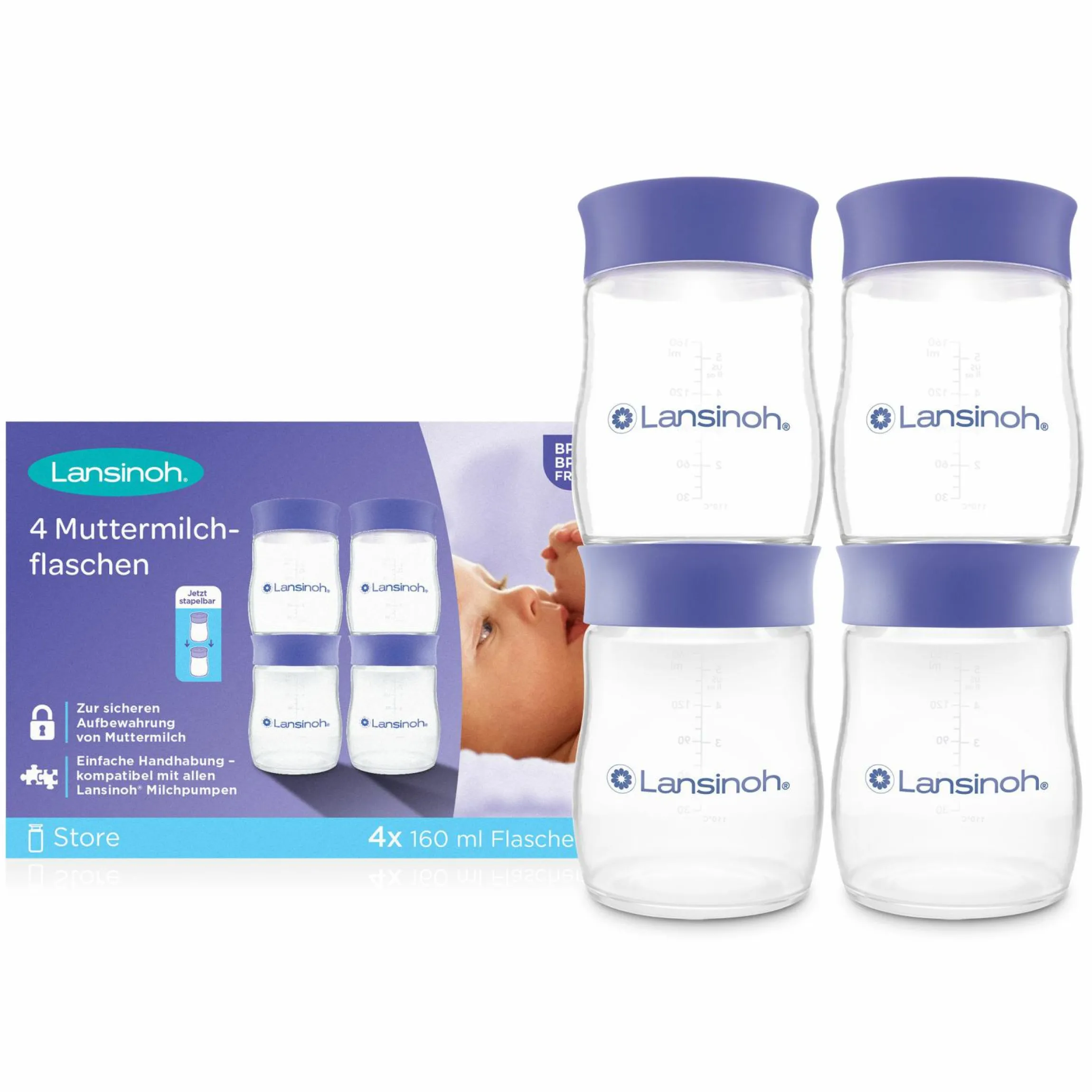 Muttermilchflaschen 4er Pack je 160ml