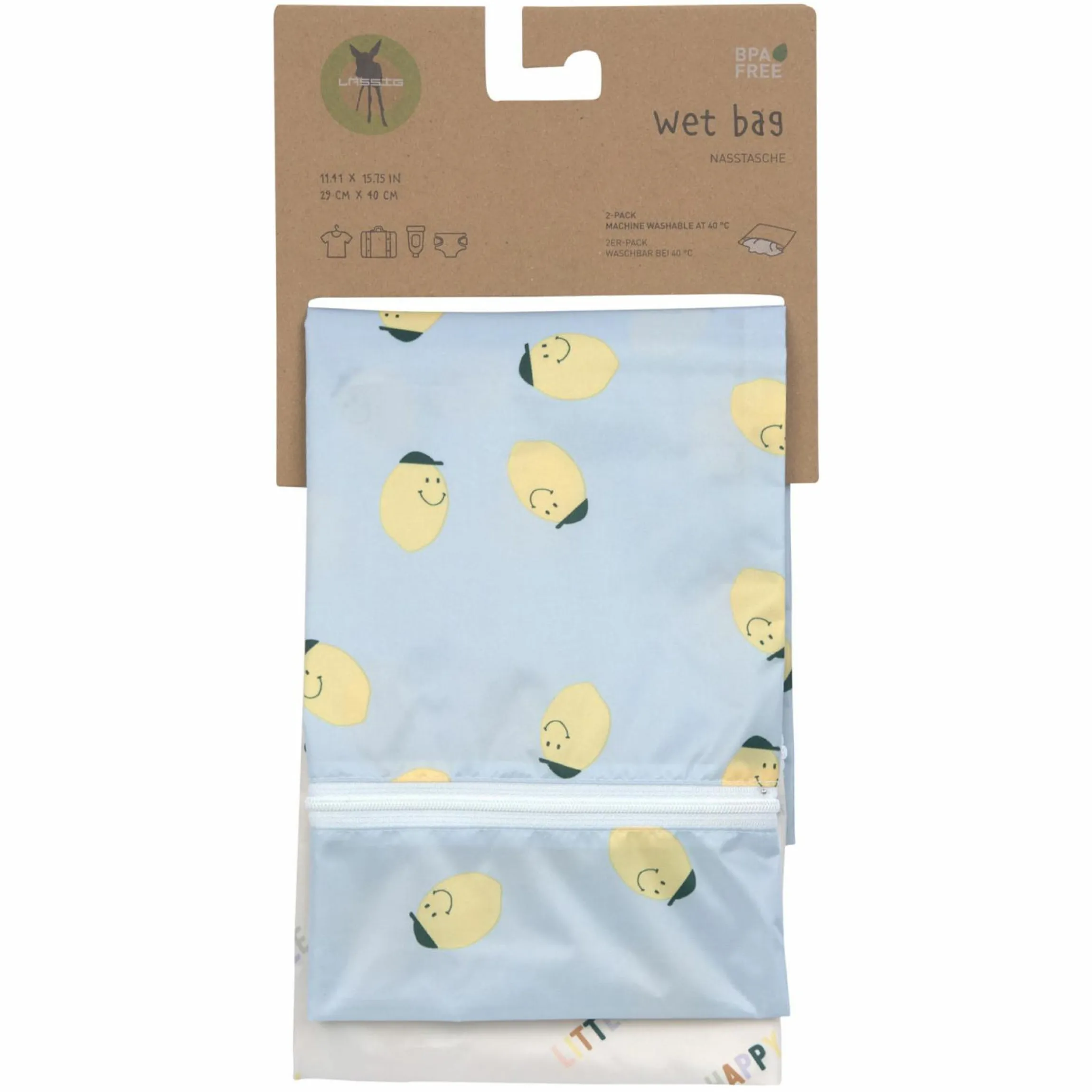 Nasstasche 2er Pack Wet Bag - Happy Fruits - Lemon