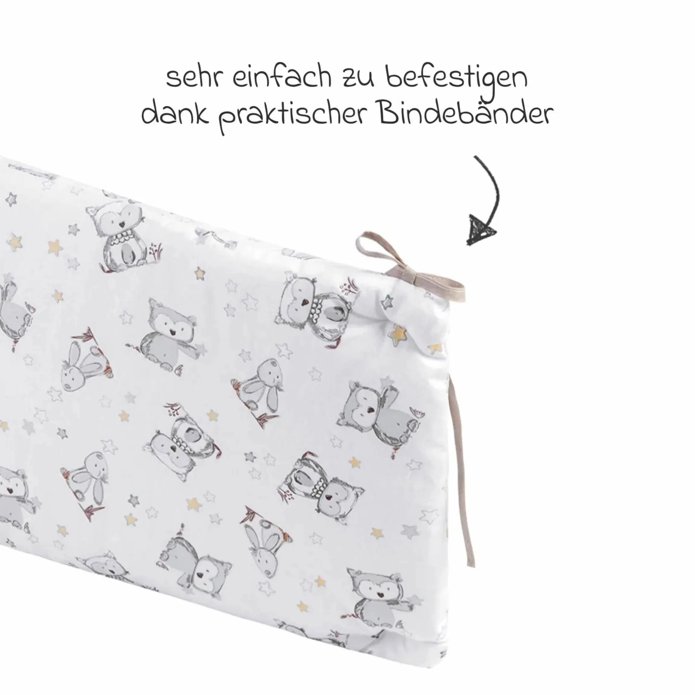 Nestchen 180 x 35 cm - Häschen & Eule - Weiß