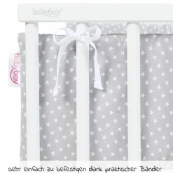 Nestchen aus Organic Cotton für Beistellbett Maxi, Boxspring, Comfort, Comfort Plus - Sterne Lichtgrau - Weiß - Kollektion 2024