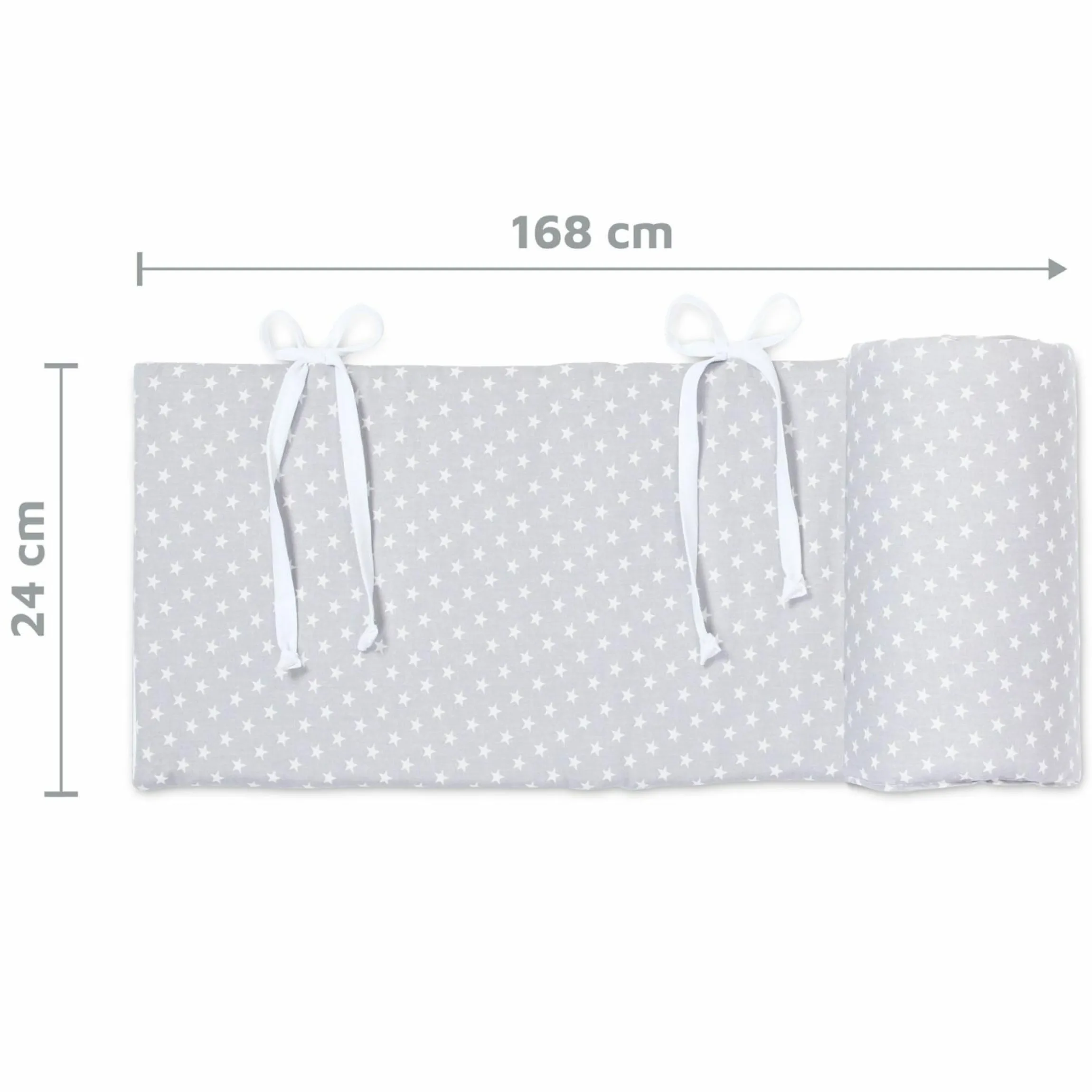 Nestchen aus Organic Cotton für Beistellbett Maxi, Boxspring, Comfort, Comfort Plus - Sterne Lichtgrau - Weiß - Kollektion 2024