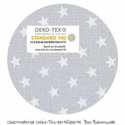 Nestchen aus Organic Cotton für Beistellbett Maxi, Boxspring, Comfort, Comfort Plus - Sterne Lichtgrau - Weiß - Kollektion 2024