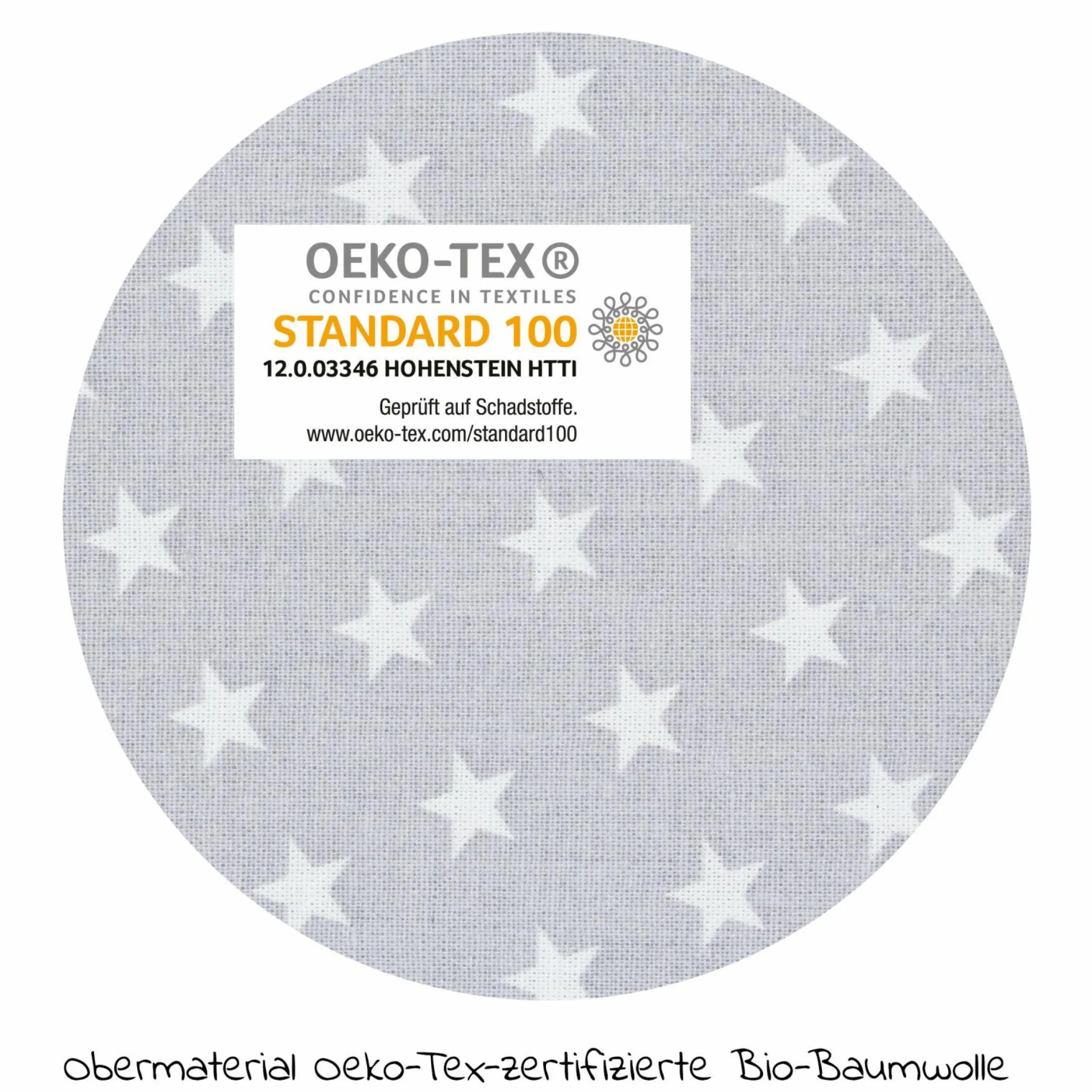 Nestchen aus Organic Cotton für Beistellbett Maxi, Boxspring, Comfort, Comfort Plus - Sterne Lichtgrau - Weiß - Kollektion 2024