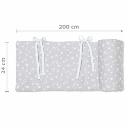 Nestchen aus Piqué für Beistellbett Boxspring XXL - Sterne Weiß - Perlgrau - Kollektion 2024