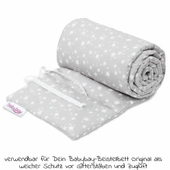 Nestchen aus Piqué für Beistellbett Original - Sterne Weiß - Perlgrau - Kollektion 2024