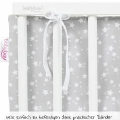 Nestchen aus Piqué für Beistellbett Original - Sterne Weiß - Perlgrau - Kollektion 2024