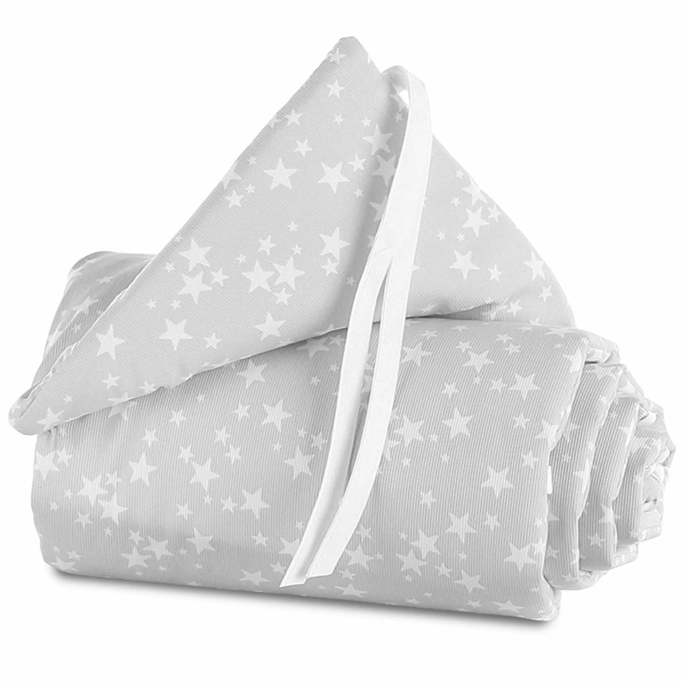Nestchen aus Piqué für Beistellbett Maxi, Boxspring, Comfort, Comfort Plus - Sterne Weiß - Perlgrau - Kollektion 2024