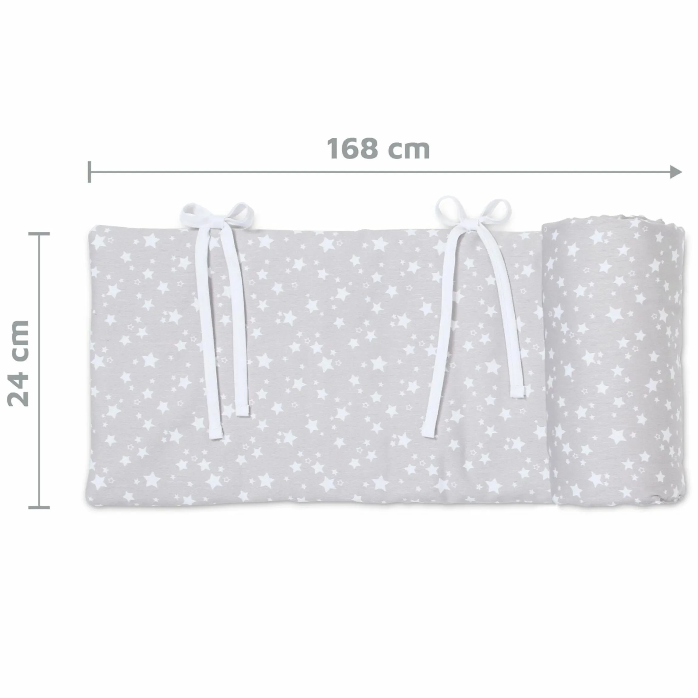 Nestchen aus Piqué für Beistellbett Maxi, Boxspring, Comfort, Comfort Plus - Sterne Weiß - Perlgrau - Kollektion 2024