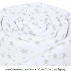 Nestchen aus Piqué für Beistellbett Maxi, Boxspring, Comfort, Comfort Plus - Sterne Perlgrau - Weiß - Kollektion 2024