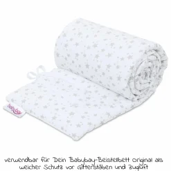 Nestchen aus Piqué für Beistellbett Original - Sterne Perlgrau - Weiß - Kollektion 2024