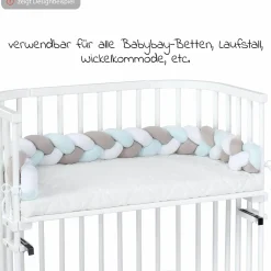 Nestchenschlange geflochten für Kinderbetten 200 cm - Weiß - Beige - Aqua - Kollektion 2024