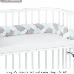 Nestchenschlange geflochten für Kinderbetten 200 cm - Weiß - Beige - Aqua - Kollektion 2024