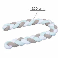 Nestchenschlange geflochten für Kinderbetten 200 cm - Weiß - Beige - Aqua - Kollektion 2024