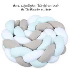 Nestchenschlange geflochten für alle Babybay Beistellbetten 180 cm - Weiß - Beige - Aqua - Kollektion 2024