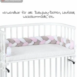 Nestchenschlange geflochten für alle Babybay Beistellbetten 180 cm - Weiß - Beige - Rosé - Kollektion 2024