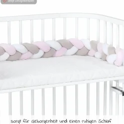 Nestchenschlange geflochten für alle Babybay Beistellbetten 180 cm - Weiß - Beige - Rosé - Kollektion 2024