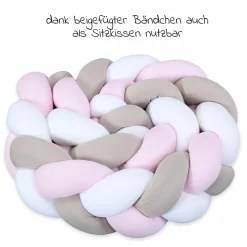 Nestchenschlange geflochten für alle Babybay Beistellbetten 180 cm - Weiß - Beige - Rosé - Kollektion 2024