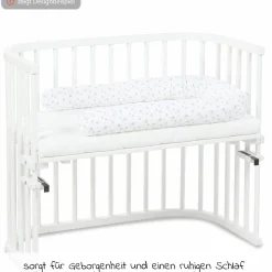 Nestchenschlange Piqué für alle Babybay Beistellbetten 180 cm - Sterne Perlgrau - Weiß - Kollektion 2024