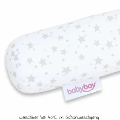Nestchenschlange Piqué für alle Babybay Beistellbetten 180 cm - Sterne Perlgrau - Weiß - Kollektion 2024