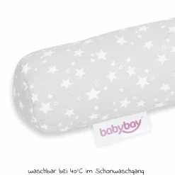 Nestchenschlange Piqué für alle Babybay Beistellbetten 180 cm - Sterne Weiß - Perlgrau - Kollektion 2024