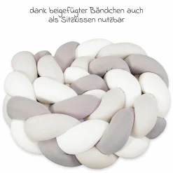 Nestschenschlange geflochten für Kinderbetten 200 cm - Ivory - Beige - Creme - Kollektion 2024