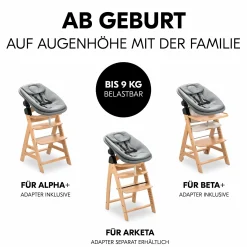 Neugeborenenaufsatz & Wippe Highchair Bouncer für Alpha, Beta & Arketa Hochstuhl - Dark Grey Melange