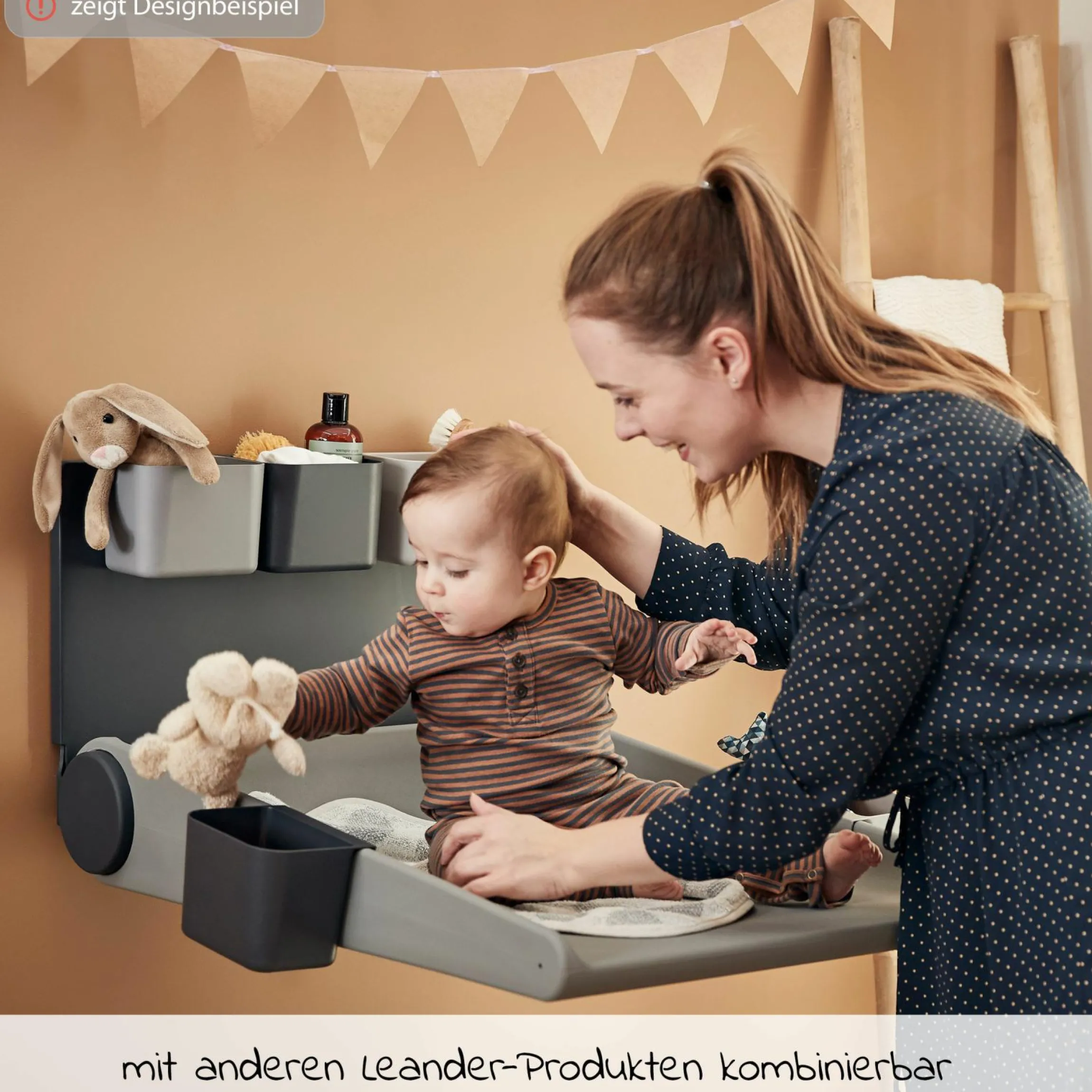 Organisationselemente 3 er Pack mit 2 kurzen Schienen - Dusty Grey