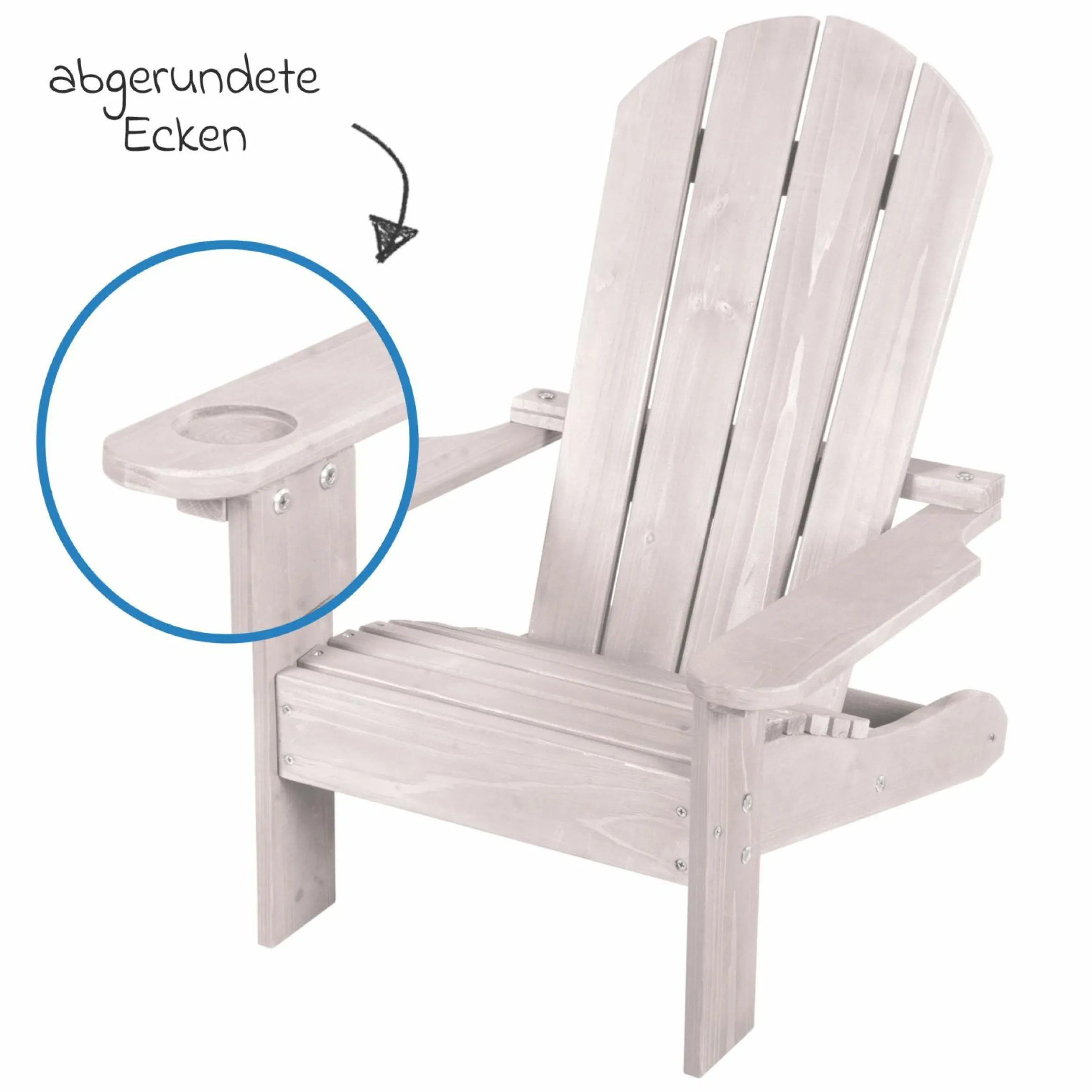 Outdoor Kinderstuhl Deck Chair mit Armlehne & Getränkehalterung - Grau
