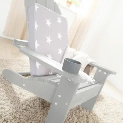 Outdoor Kinderstuhl Deck Chair mit Armlehne & Getränkehalterung - Grau
