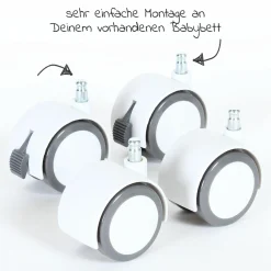 Parkett-Rollensatz inkl. Befestigungshülste passend für alle Babybay Betten - Weiß - Kollektion 2024
