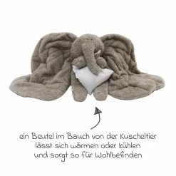 Plüschtier Magma aus Bio-Baumwolle mit Gewicht inkl. Leinsamensäckchen - Grey